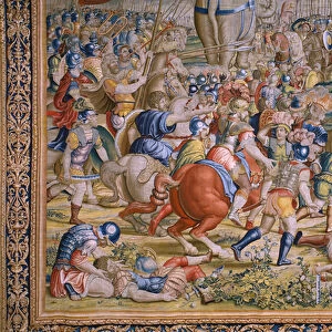 Flemish tapestry. Series The Acts of Scipio: The battle at Zama. Cartoonist Giulio Romano. Atelier of Balthasar van Vlierden (?), Brussels. 1523-1532. Detail