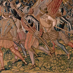 Flemish tapestry. Series Triumphs and battles of Archduke Albert. Night assault on Ardres or Capture of the low town of Ardres (Asalto nocturno de Ardres o Toma de la baja villa de Ardres). Third tapestry in the series
