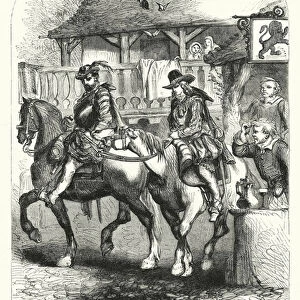 The flight of Arabella Stuart in male attire (engraving)