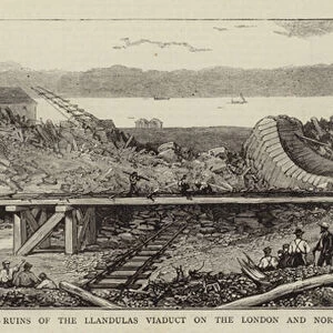 The Floods, Ruins of the Llandulas Viaduct on the London and North-Western Railway (engraving)