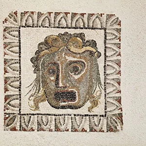 Floor mosaic dating to the 1st century BC depicting a Dionysus mask, from a roman villa near via Ruffinella in Rome, national museum of Rome (museo nazionale romano), Rome, Italy