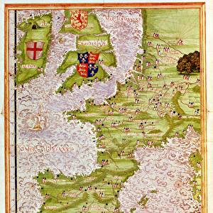 Fol. 9v Map of Western Europe, from Cosmographie Universelle, 1555 (w / c