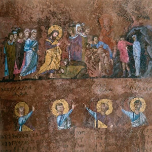 Detail of a folio from the Codex Purpureus Rossanensis, Greek evangelist miniature in one scriptorium probably from Antioch in Syria or Cesarea Palestina