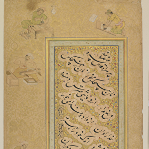 Folio from the Jahangir album, Mughal, c. 1610 (w / c, ink and gold on paper)