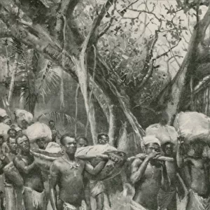 The Followers of Dr. Livingstone carry his Embalmed Body to the Coast (litho)