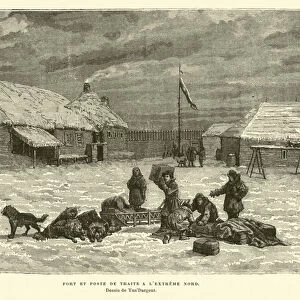 Fort and trading post in the far north of Canada (engraving)