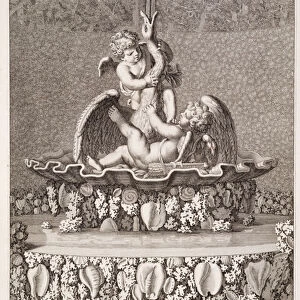 Fountain with two cupids and a swan, designed by Jean-Baptiste Tuby, at Versailles