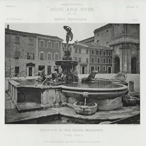 Fountain in the Piazza Maggiore, Fano, Italy (b / w photo)