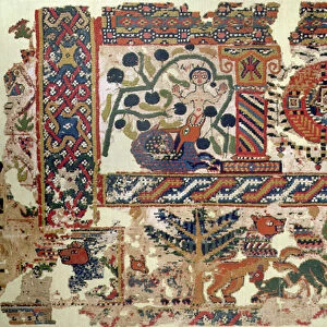 Fragment of textile depicting Jonah and the Whale (linen & wool) (detail of 105613)