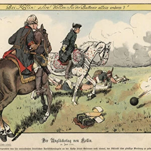 Frederick the Great at the Battle of Kolin (colour litho)