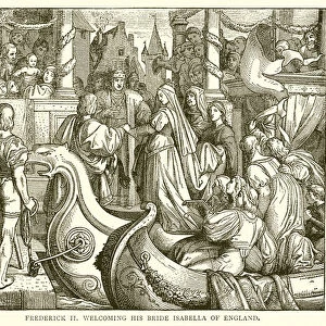 Frederick II welcoming his Bride Isabella of England (engraving)