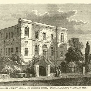 The Freemasons Charity School, St Georges Fields, from an engraving by Rawle, in 1800 (engraving)