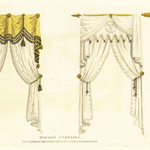 French drapery window curtains, 1810
