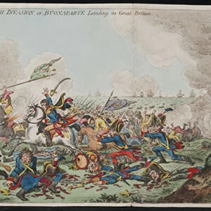 French Invasion -or Buonaparte Landing in Great Britain (coloured engraving)