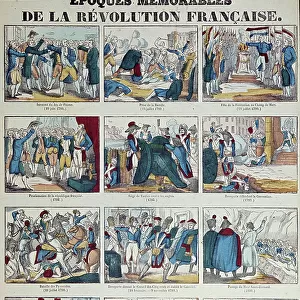 French Revolution: plate relating the various episodes of the French Revolution up to the First Empire, 19th century (engraving)