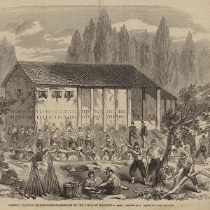 French Soldiers intrenching Farmhouse on the Field of Marengo (engraving)