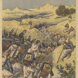 French troops hunting for bandits in Algeria (colour litho)