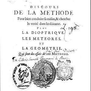 Frontispiece of the Discours de la Methode followed by La Dioptrique