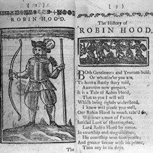 Frontispiece and opening lines to The History of Robin Hood (woodcut)