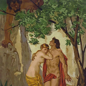 Galatea and Acis surprised by the giant Polyphemus (chromolitho)
