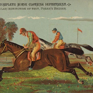Galloping Horses with Jockeys (chromolitho)
