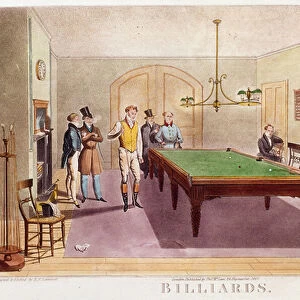 The game of billiards Gentilmen of the high English society playing billiards