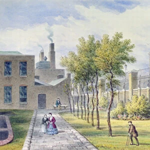 Garden of St. Thomass Hospital, Southwark, London (w / c on paper)