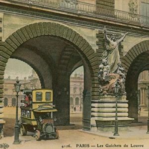 Gates of the Louvre in Paris, France. Postcard sent in 1913
