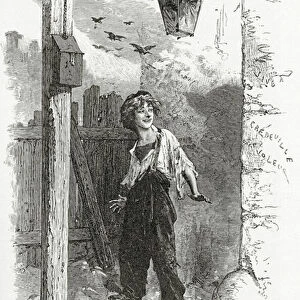Gavroche, 19th Century (b / w engraving)