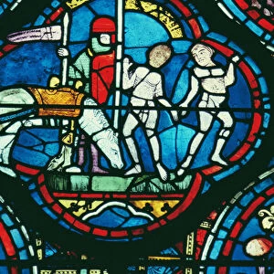 Gemini and May, from the Zodiac Window, 13th century (stained glass)