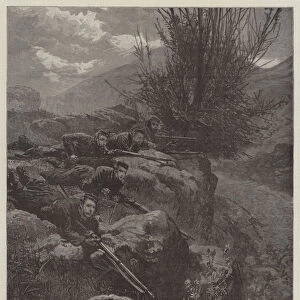 With General Buller in Kerry, Constabulary lying in Ambush to surprise Moonlighters (engraving)