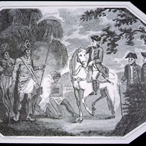 General Burgoyne and the Indians in 1777, engraved by J. Taylor, from The History of England by David Hume and Tobias Smollett, published London, 1804 (copper engraving)