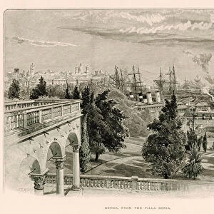 Genoa, from the Villa Doria (litho)