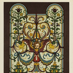 German Renaissance, Stained Glass Painting (colour litho)