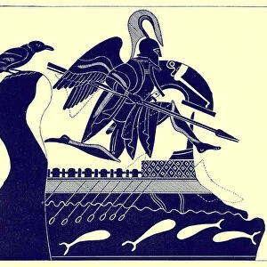 The Ghost of Patroklos, illustration from Greek Vase Paintings by J. E. Harrison and D. S. MacColl, published 1894 (digitaly enhanced image)