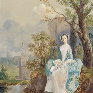 Girl with a Book Seated in a Park, c. 1750 (oil on canvas)