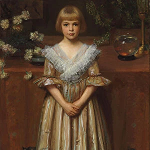 Girl with a Goldfish Bowl (oil on canvas)