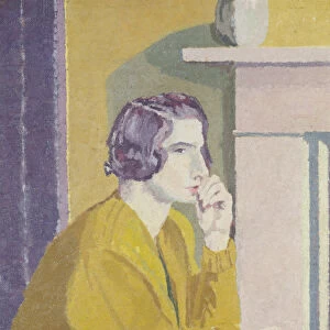 Girl in a Yellow Cardigan (oil on canvas)