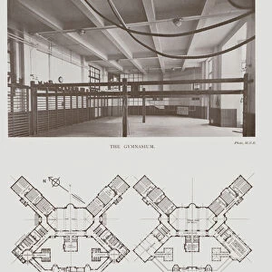 Girls High School, Chesterfield, Gymnasium, Ground Floor Plan, First Floor Plan (b / w photo)
