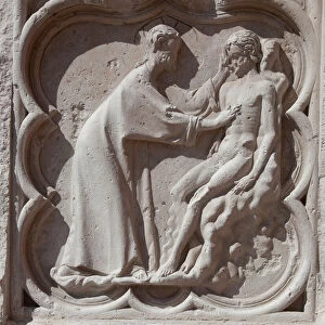 God creating man. Cycle of Adam and Eve, Auxerre Cathedral, 1260