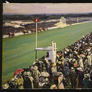 The Gold Cup, Ascot, the Royal Enclosure, 1922 (oil on canvas)