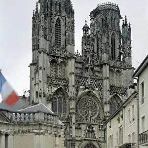 Gothic architecture: view of the western facade of the Cathedrale Saint Stephen in Toul (Meurthe and Moselle)