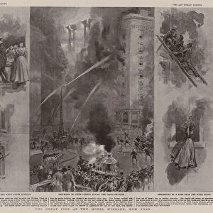 The Great Fire at the Hotel Windsor, New York (litho)
