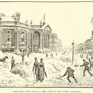 Great snow storm, 3 March 1886, scene in Grey Street, Newcastle (engraving)