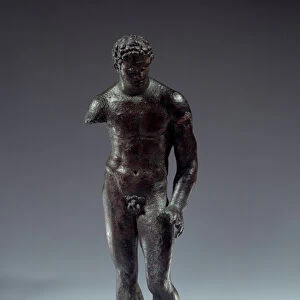 Greek art: wrestler stattuette in bronze and silver. 300-325 BC. Paris, Louvre Museum