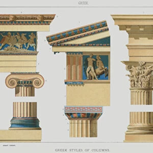 Greek, Greek styles of columns (colour litho)