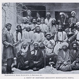 A Group of Dervishes, Religious Mendicants, Persia (b / w photo)
