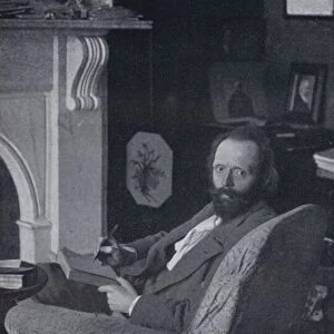 Hall Caine in his Study (b / w photo)