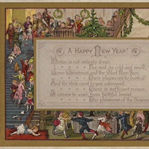 Happy New Year, greetings card, early 20th Century (chromolitho)