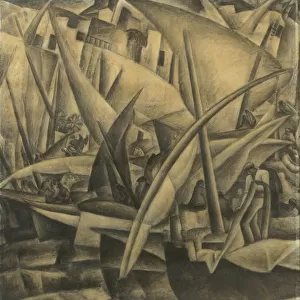 The Harbour of Palma de Mallorca, c.1914 (charcoal on paper)
